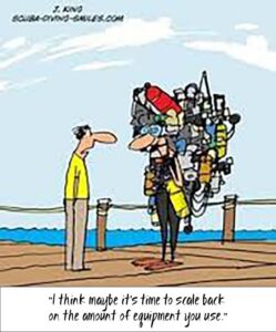 Diver with too much gear