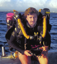 Dr. Pyle in a rebreather